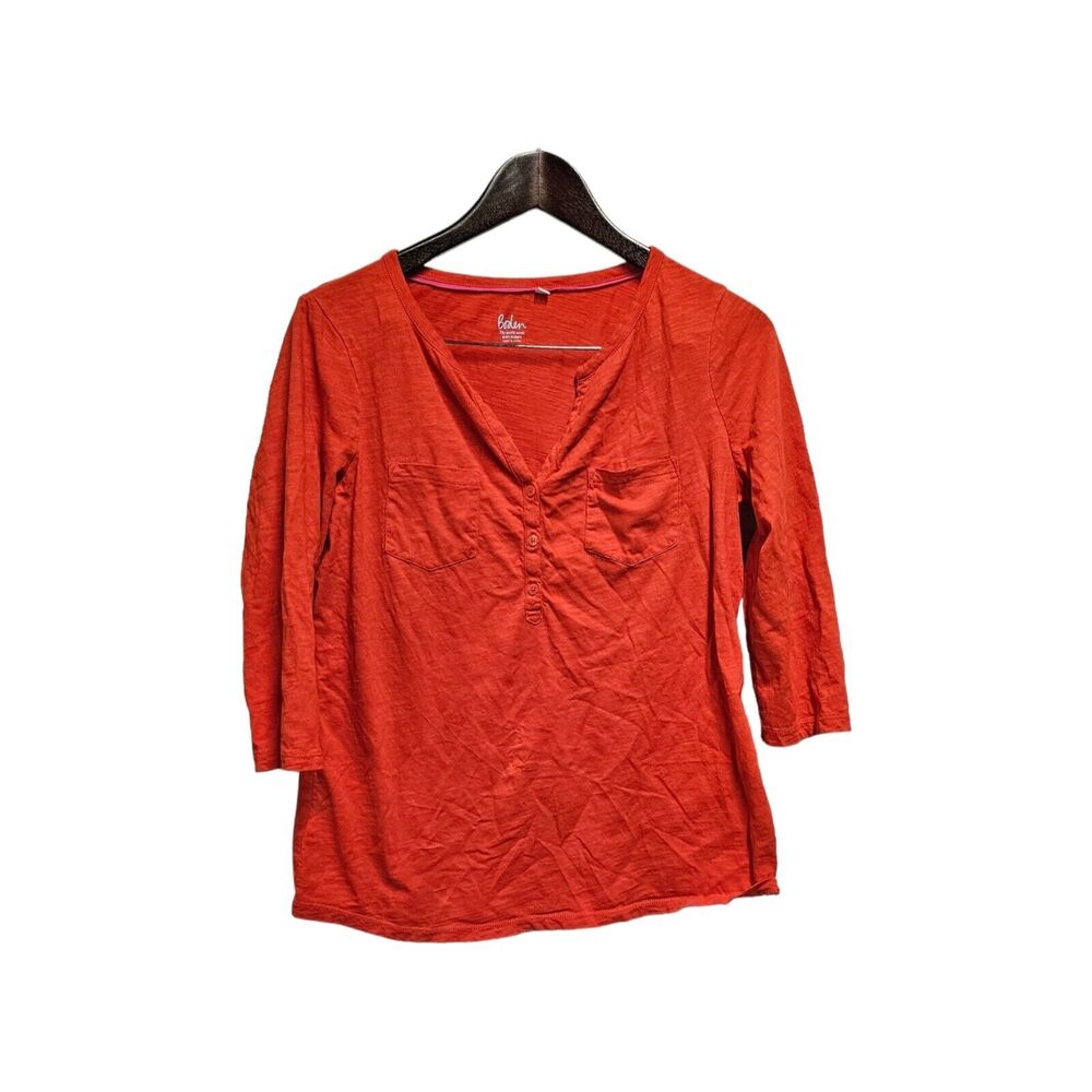 BODEN Tee‎ T-Shirt Orange Pocket 3/4 Sleeve MEDIUM
